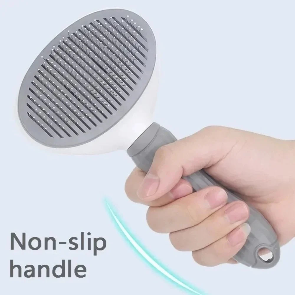 Stainless-steel deshedding comb with a non-slip handle